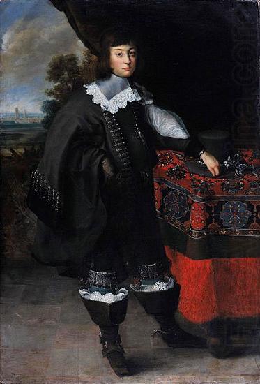 Portrait of a young man against the background of Gdansk ., Peeter Danckers de Rij